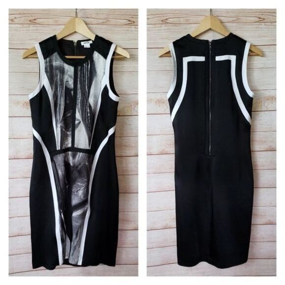 Helmut Lang Paneled Sheath Abstract Lined Round Neck Sleeveless Dress - Picture 5 of 13